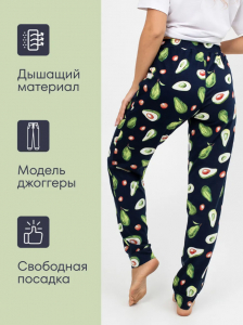Брюки пижамные женские, модель 162, трикотаж (48 размер, Авокадо, синий)